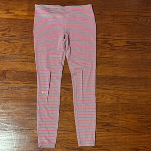 Under Armour Heat Gear Pink and Gray Striped Leggings
